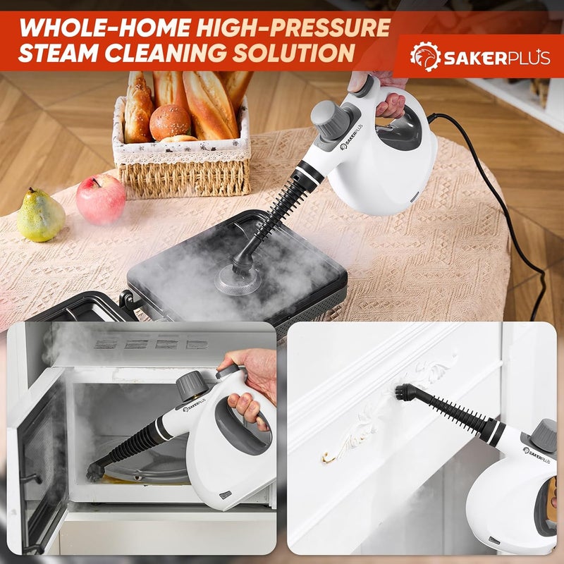 SakerPlus Steam Disinfection Cleaner, Handheld Pressurized Natural Steam Cleaner with 9 PCS Accessories, Portable Multi-Surface Steamer for Cleaning Home Kitchen Floor, Upholstery, Tile Grout & Car - Image 3